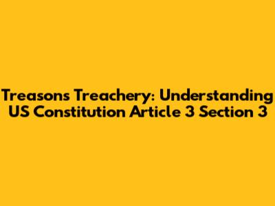 Treason's Treachery: Understanding US Constitution Article 3 Section 3