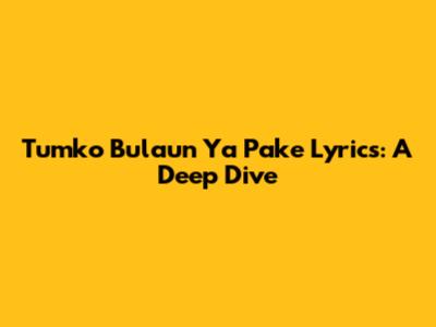 Tumko Bulaun Ya Pake Lyrics: A Deep Dive