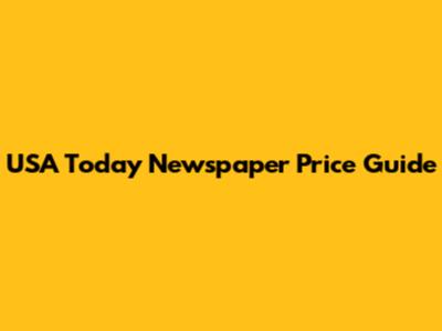USA Today Newspaper Price Guide