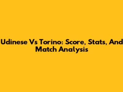 Udinese Vs Torino: Score, Stats, And Match Analysis