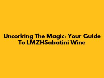 Uncorking The Magic: Your Guide To LMZHSabatini Wine