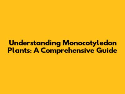 Understanding Monocotyledon Plants: A Comprehensive Guide