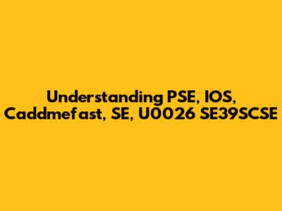 Understanding PSE, IOS, Caddmefast, SE, U0026 SE39SCSE