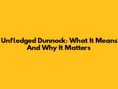 Unfledged Dunnock: What It Means And Why It Matters