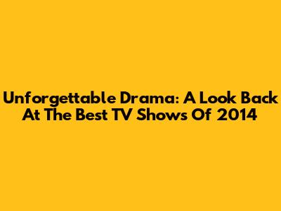 Unforgettable Drama: A Look Back At The Best TV Shows Of 2014