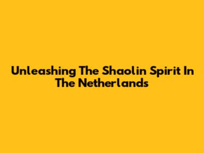 Unleashing The Shaolin Spirit In The Netherlands