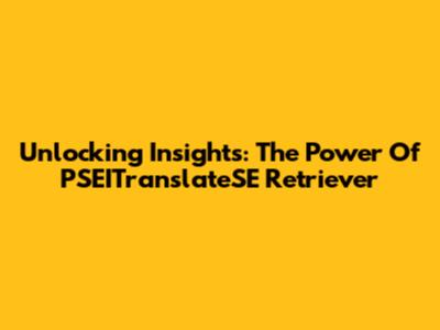 Unlocking Insights: The Power Of PSEITranslateSE Retriever