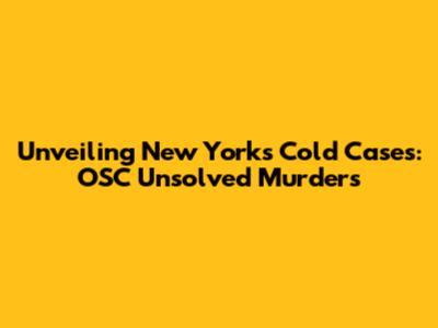 Unveiling New York's Cold Cases: OSC Unsolved Murders