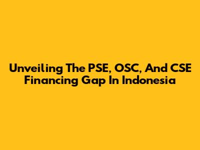 Unveiling The PSE, OSC, And CSE Financing Gap In Indonesia
