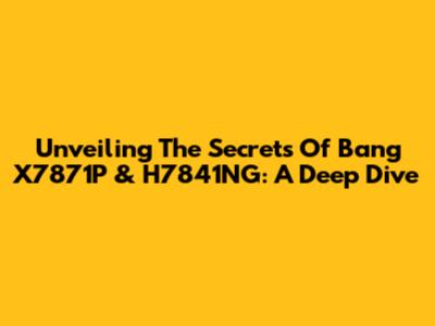 Unveiling The Secrets Of Bang X7871P & H7841NG: A Deep Dive
