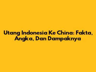 Utang Indonesia Ke China: Fakta, Angka, Dan Dampaknya