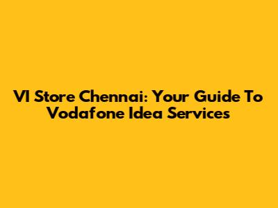 VI Store Chennai: Your Guide To Vodafone Idea Services