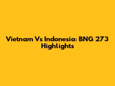 Vietnam Vs Indonesia: BNG 273 Highlights