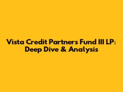 Vista Credit Partners Fund III LP: Deep Dive & Analysis
