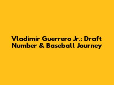 Vladimir Guerrero Jr.: Draft Number & Baseball Journey