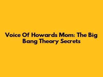Voice Of Howard's Mom: The Big Bang Theory Secrets