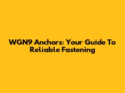 WGN9 Anchors: Your Guide To Reliable Fastening