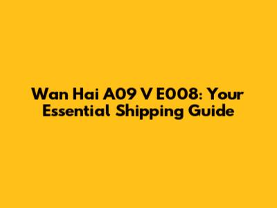 Wan Hai A09 V E008: Your Essential Shipping Guide