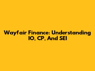 Wayfair Finance: Understanding IO, CP, And SEI