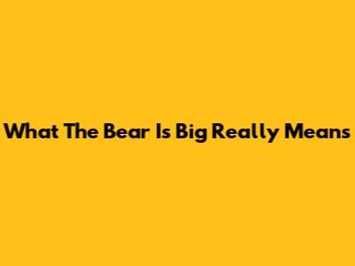 What 'The Bear Is Big' Really Means