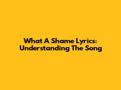 What A Shame Lyrics: Understanding The Song