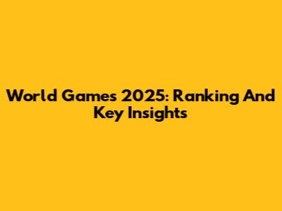 World Games 2025: Ranking And Key Insights