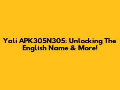 Yali APK305N305: Unlocking The English Name & More!