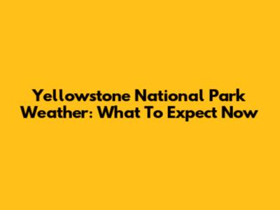 Yellowstone National Park Weather: What To Expect Now
