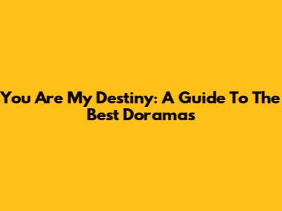 You Are My Destiny: A Guide To The Best Doramas