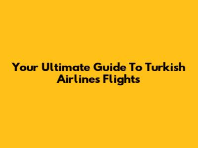 Your Ultimate Guide To Turkish Airlines Flights