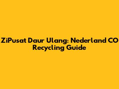 ZiPusat Daur Ulang: Nederland CO Recycling Guide