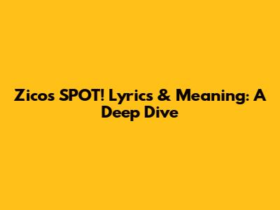 Zico's SPOT! Lyrics & Meaning: A Deep Dive
