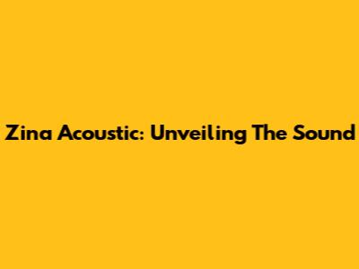 Zina Acoustic: Unveiling The Sound