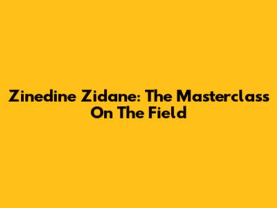 Zinedine Zidane: The Masterclass On The Field