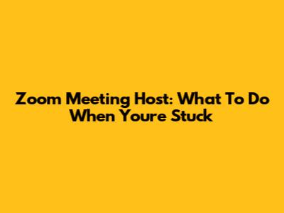 Zoom Meeting Host: What To Do When You're Stuck